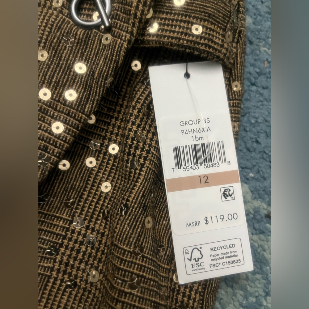 NWT DKNY Sequin plaid mini skirt. Waist 17 inches (34)🤎🖤🤎. - Picture 5 of 7